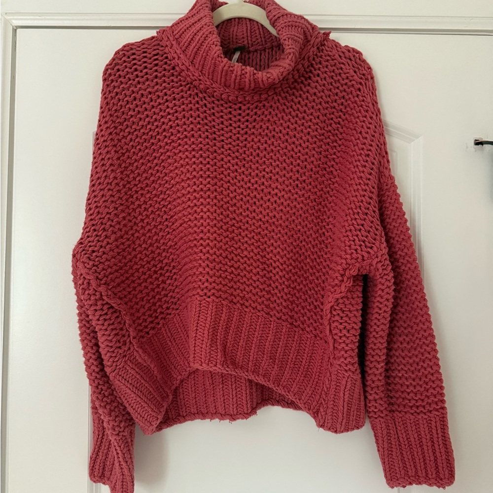 Free People Pink Cowl Neck Sweater